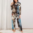 thumbnail image 2 of Picia Blue Sky Cute Wolf Pattern Women’s Long-Sleeve Sleepwear Set - Soft 2-Piece Loungewear with Pockets, Comfy PJs for Relaxing Nights-X-Large, 2 of 7