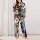 thumbnail image 2 of Fotbe Blue Sky Cute Wolf Conjunto de Pijama de Manga Larga para Mujer con Estampado, Ropa de Dormir de 2 Piezas, Conjunto de Casa Suave y Cómodo con Bolsillos-Medium, 2 of 7