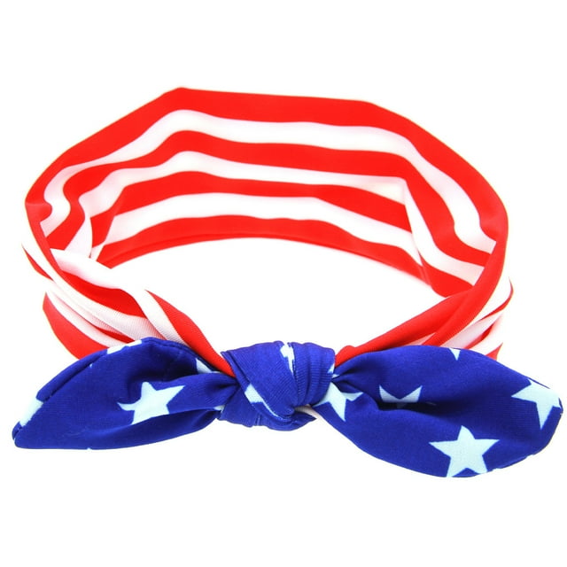 Fiudx Diadema con Bandera, Adorable Accesorio para El Cabello con Diseño de Lazo, Banda Elástica Suave y Cómoda, Perfecta para El Día de La Independencia, Baby Shower, Cumpleaños, Ideal para Recién N
