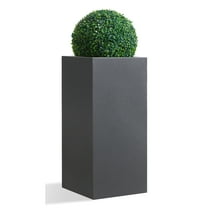 Wallowa Tall Outdoor/Indoor Planter Box, Rectangular, 14x14x30 Inches, 35 lb, Gray Metal