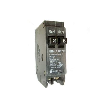 1 PC Eaton Cutler-Hammer BD2015 Type BR Duplex Twin 2 Pole 20A /15A Circuit Breaker Rejection Type