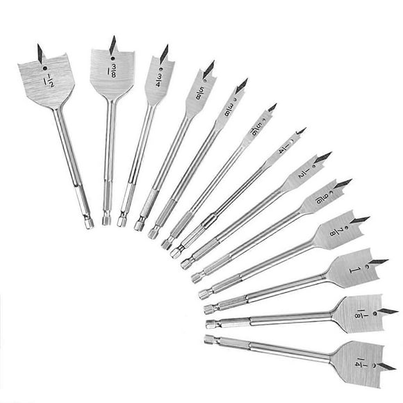 13x Spade Drill Bit Sets,Alloy Steel Paddle Flat Bit