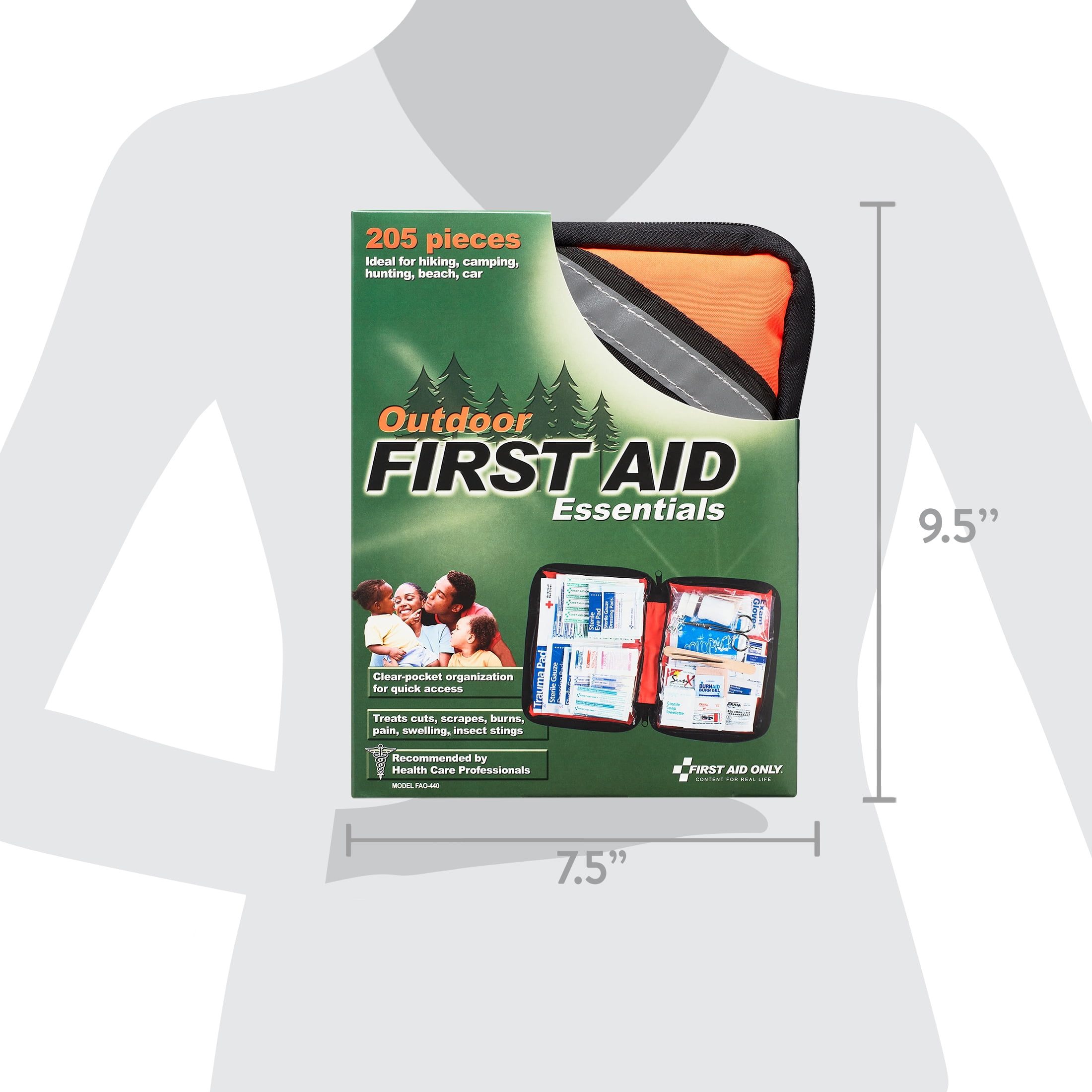 First Aid Only Outdoor First Aid Kit for Hiking and Camping, 205