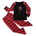 thumbnail image 1 of Christmas Deals Christmas Parent-child Set Plaid Rhinestone Print HomeWear Pajamas Two-piece Child Set, 1 of 7