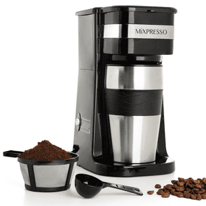 Mixpresso 1-Cup Personal Drip Coffee Maker with Travel Mug