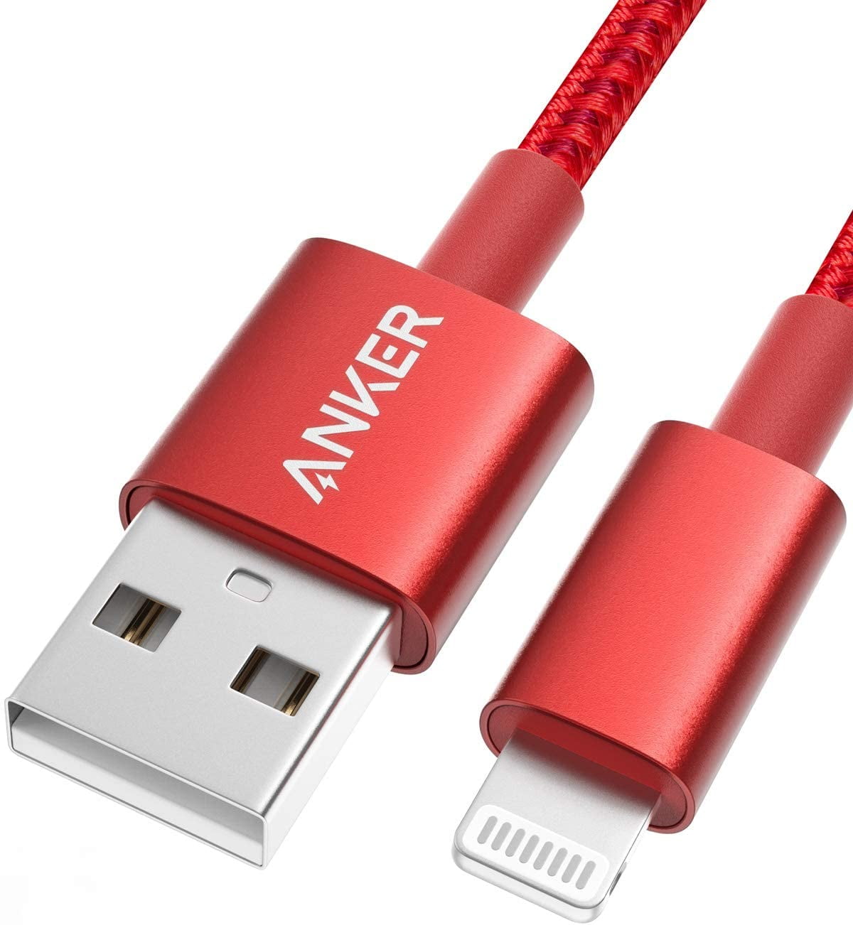 Anker Lightning Cable Premium Nylon Cord MFi Certified Charging Data Red Walmart.com