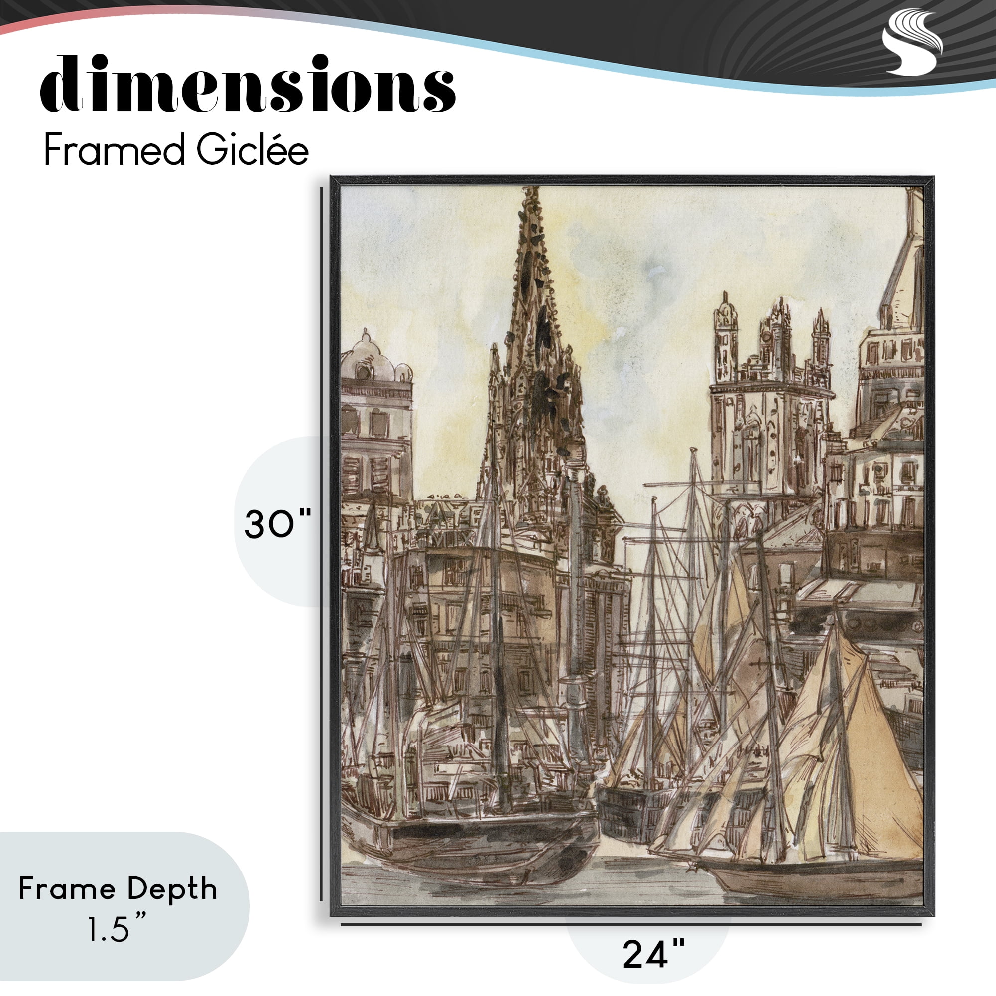 Stupell Industries Salted Remnants Harbor Black Framed Giclee Art, design by Melissa Wang