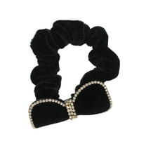 Unique Bargains 1 Pc Bow Rhinestone Scrunchies for Home Black