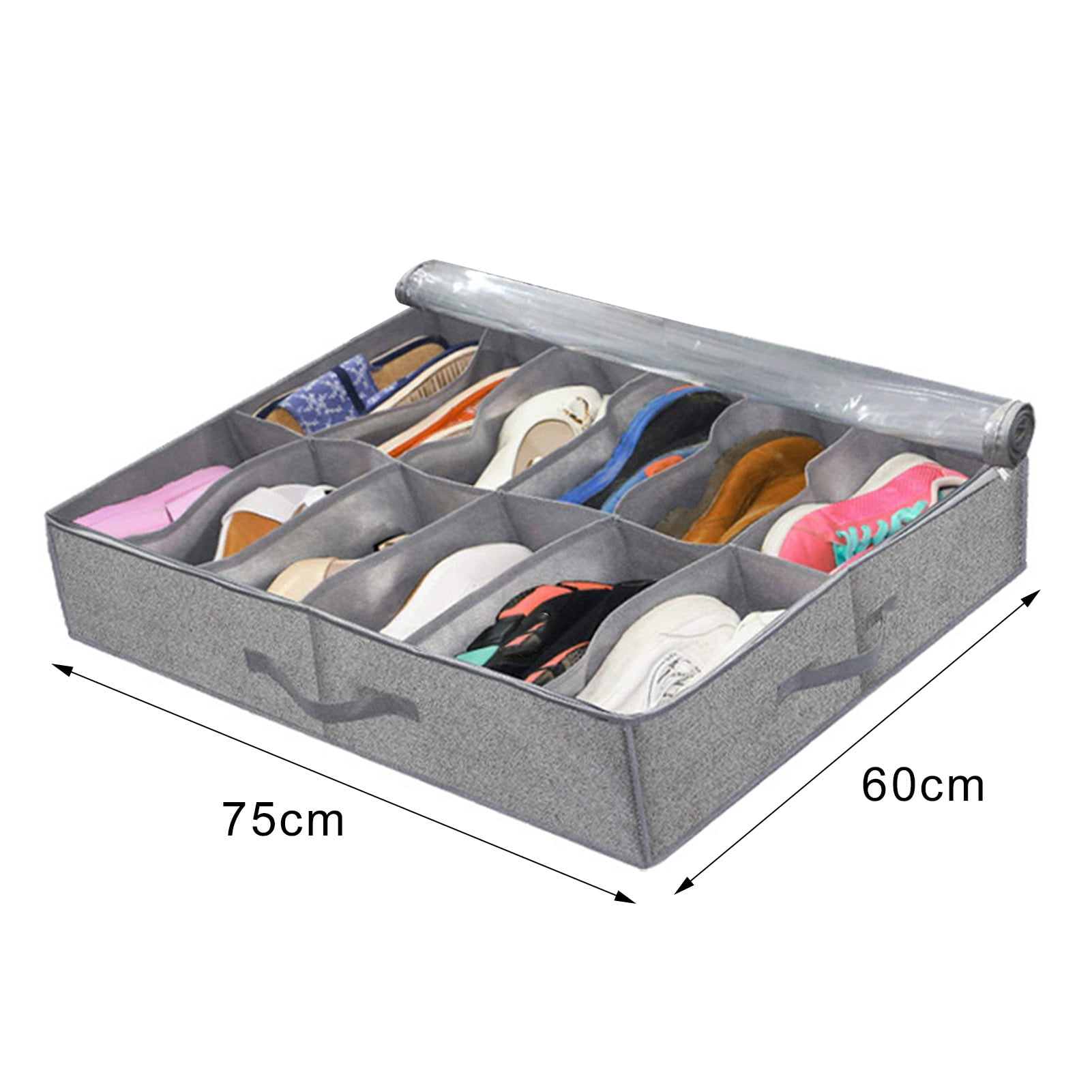 sunsanly Shoes Storage Bag Collapsible Shoe Boot Container with Handles Large Capacity Multiple Compartments Foldable Design Shoes Organizer
