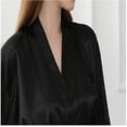 thumbnail image 6 of LYMAYTER Women Silk Robe Short Lace Trim Satin Kimono 3/4 Sleeve Bride Comfy for Sleepwear Bathrobe S-2XL, 6 of 9