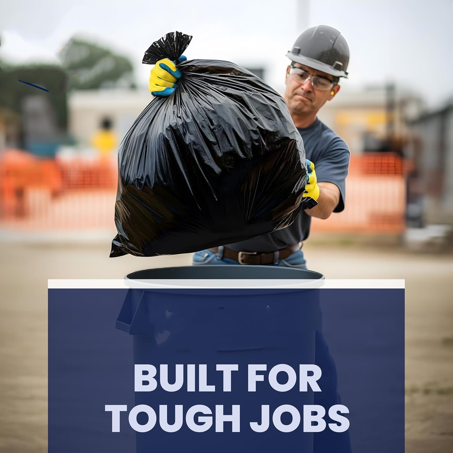 Contractor Trash Bags 42 Gallon │ 6.0 Mil │ Black Heavy Duty Garbage Bag │ 33” x 48” (25 Count)