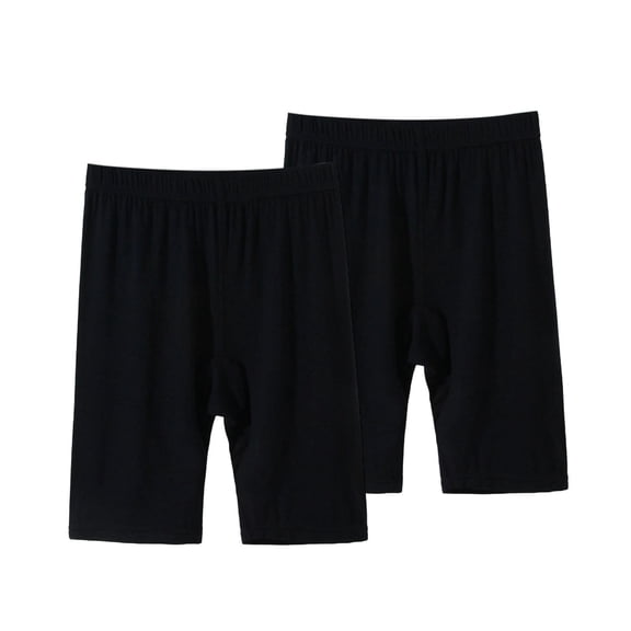 MGDXOX Girls 2 Pack Modal Safety Shorts Elastic Waist Soft Stretchy Breathable Knee Length Shorts for Underwear Sports and Casual Wear Black 11 Years