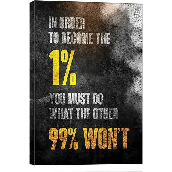 1% Entrepreneur Motivational Canvas Wall Art -Inspirational Wall Art Poster Quotes - Canvas Artwork Picture Print Framed for Home Office Bathroom Bedroom Bathroom Wall Decor-12 x16