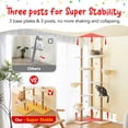 thumbnail image 5 of Floor to Ceiling Cat Tree, Tall Cat Tower Adjustable Height (88”-114”=223-290CM), 6-Tier Cat Climbing Tower with 18 Fully Sisal Scratching Posts,Beige, 5 of 9