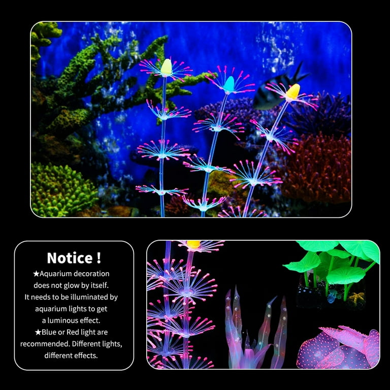 7 Pieces Aquarium Decorations Glowing Jellyfish Coral Mushroom Simulation  Glowing Effect Artificial Plant Ornaments Silicone Decorations for Fish  Tank Aquarium 