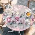 thumbnail image 3 of Ombre Pink Rose Butterfly Round Fitted Table Cover Vintage Flowers Waterproof Table Cloth with Elastic Edge Wipeable Tablecloth for Picnic Camping Party Fits 36"-44" Diameter, 3 of 8