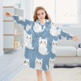 thumbnail image 5 of Wearable Blanket with Sleeves and Pocket Oversized Hooded Sweatshirt 3-14 YR White Cat S, 5 of 7