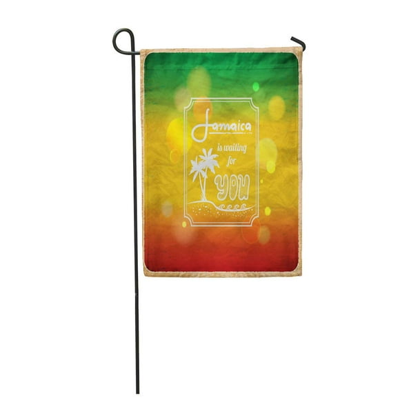 JSDART Green Jamaica Rastaman Vacation Red Rasta Beach Rastafarian Abstract Flag Palm Garden Flag Decorative Flag House Banner 28x40 inch