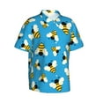 thumbnail image 2 of Uemuo Flying Bees Printed Regular Fit Short Sleeve Casual Hawaiian Shirt for Men,Aloha shirt,Tropical shirt,Floral print shirt,Vacation Beach shirt-Large, 2 of 9