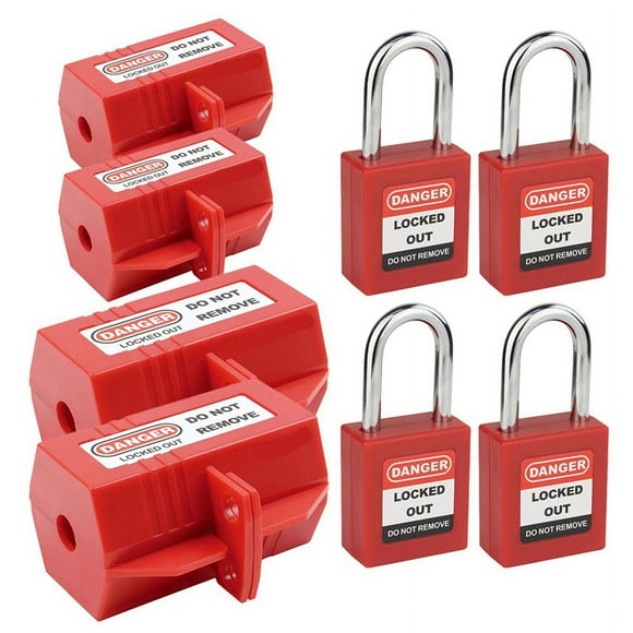 Plug Lock for Lockout Tag Kit, Plug Cord Lock 110 Volt and 220 Volt Power Cord Lock,Red Electrical Plug Lock Cover B