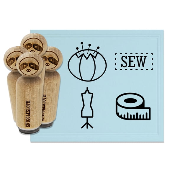 Sew Sewing Designing Measure Tape Dress Mannequin Pin Cushion Rubber Stamp Set for Scrapbooking Crafting Stamping - Mini 1/2 Inch
