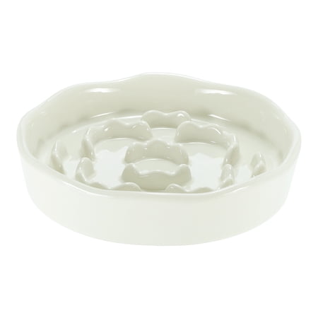 Unique Bargains Slow Feeder Dog Bowls Ceramic Slow Feeder for Small Breeds Cat & Dog Slow Feeder Bowl Prevents Fast Eating and Black Chin Beige 1 Pc