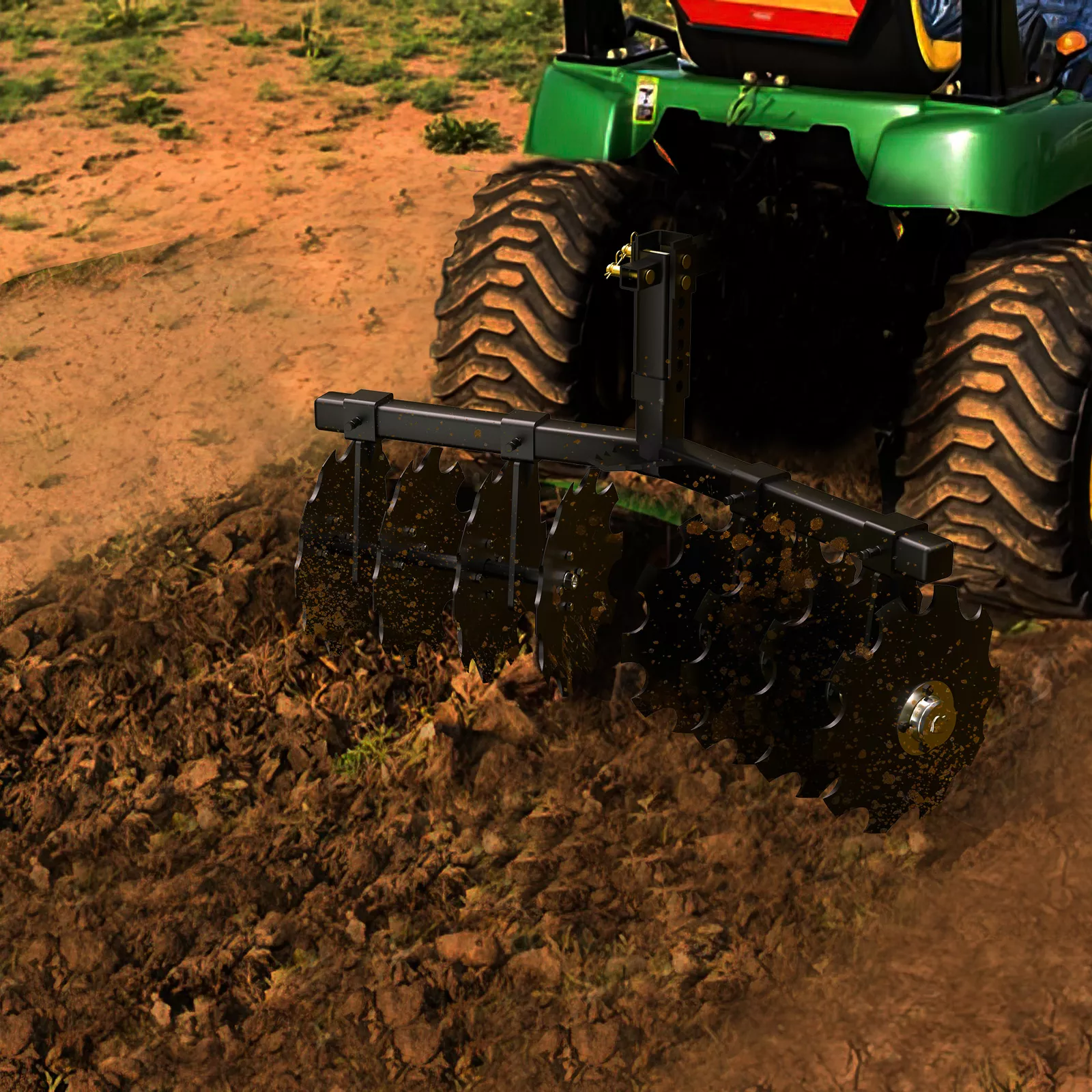 RVNI 32" Cut Width Disc Plow Harrow With 2" Receiver Hitch Mount Pull Behind Tiller for ATVs & UTVs Heavy
