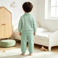 thumbnail image 7 of yboeqw Toddler Boy 2 Piece Stripe Print Clothing Long Sleeve T-Shirt and Jogger Set Crewneck Tee Elastic Waist Outfits Set Green,Size 3-4 Years, 7 of 7