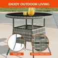 thumbnail image 6 of ModFusion Versatile Indoor Outdoor Round Bistro Table, All-Weather Gray Rattan with Glass Tabletop, Perfect for Patio, Porch, and Garden, 6 of 9