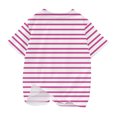 thumbnail image 4 of Girls Short Sleeve T-Shirts, Striped Print Tee Shirts, Toddler Kids Cotton Lightweight Casual Loose Blouse Tunic Tops Pinks 7-8T, 4 of 5