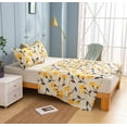thumbnail image 5 of DaDa Bedding Yellow Fleur Golden Orange Floral Ivory Fitted & Flat Bed Sheets Set (18112), 5 of 10