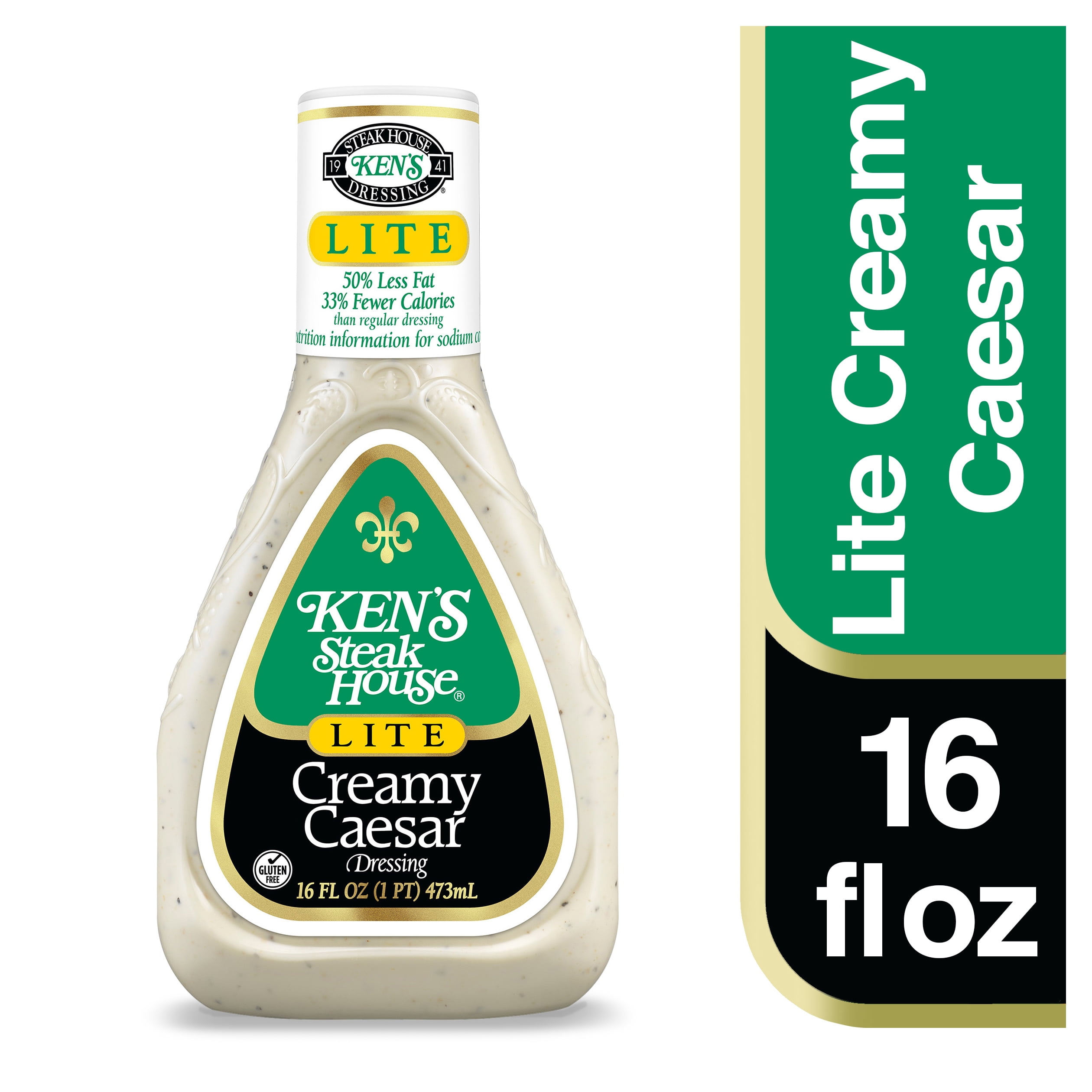 Ken's Steak House Lite Creamy Caesar Salad Dressing, 16 fl. oz.