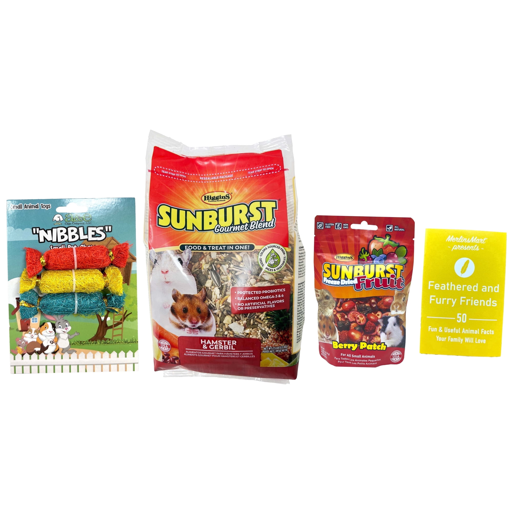Higgins Sunburst Gourmet Blend Hamster Gerbil Food and Berry Patch Treats with Chew Toy, MerlinsMart Zine