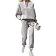 thumbnail image 5 of 2 Pcs/Set Women Top Pants Set Half Zipper High Collar Long Sleeve Thickened Sweatshirt Stretchy Waist Ankle-banded Trousers Sport Fitness Tracksuit, 5 of 8