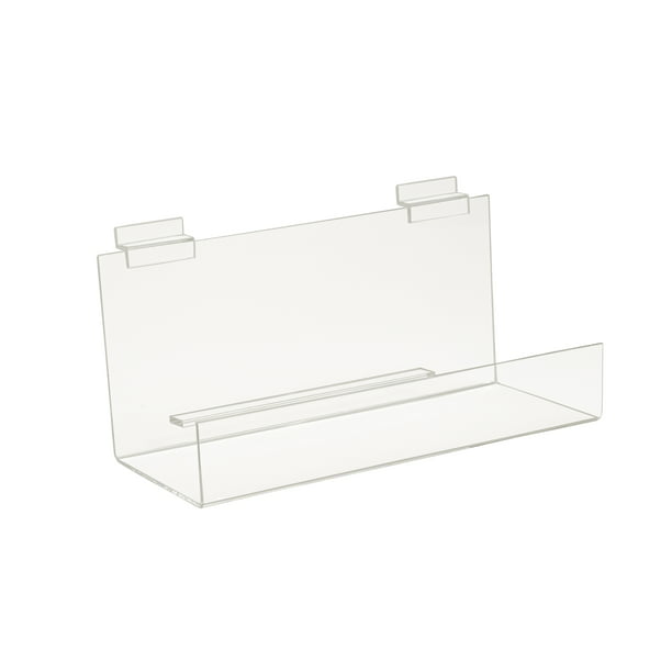 Clear Acrylic 12 in. L x 4 in. D Straight Shelf with Lip for Slatwall ...