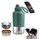 thumbnail image 2 of Portable 3-in-1 Travel Hiking CampingWater Bottle, Food & Hydration Bottle - Dual Use for Humans & Pets with Detachable Bowls, Stainless Steel moss green ﻿, 2 of 4