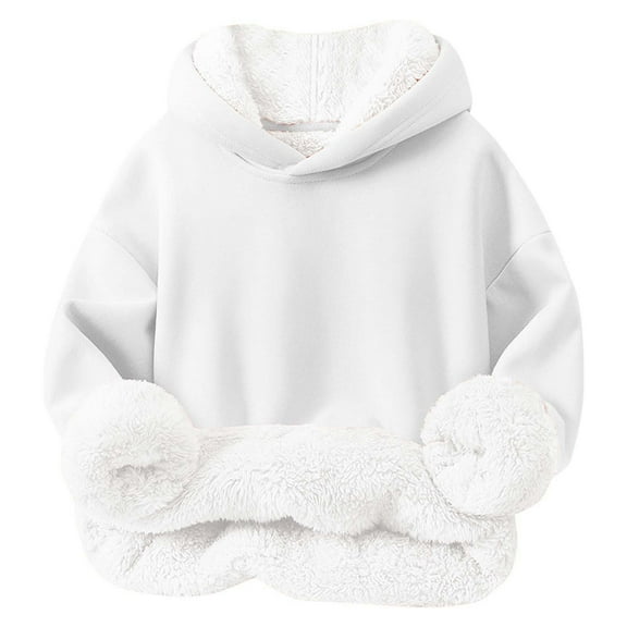 cfhntfmh Unisex Boys Girls Winter Sherpa Lined Hoodie Kid's Fleece Pullover Sweatshirt Toddler Baby Boy Girl Winter Clothes