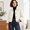 Apricot-Large, variant on Apricot X-Large Womens Cropped Trench Coat Lightweight Single Breasted Jacket