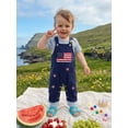 thumbnail image 4 of BemeyourBBs Newborn Baby Boy 4th of July Outfit Infant Baby Boy Patriot Independent Day Spring Summer Fall Clothes Fourth of July Short Sleeve Waffled Striped Romper USA Flag Overalls Long Pants Set, 4 of 8