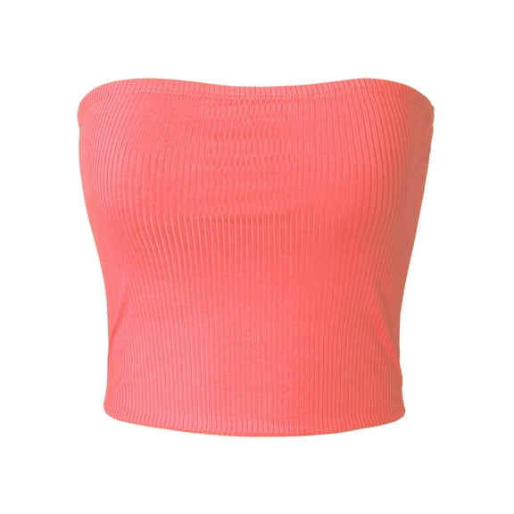 MixMatchy Women's Casual Strapless Basic Sexy Ribbed Crop Tube Top