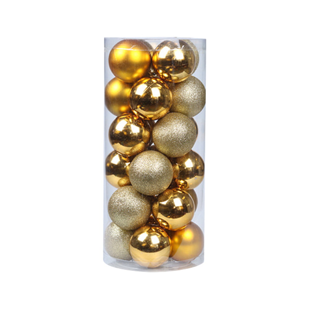 24 x Large Gold Baubles 6cm Christmas Tree Decorations Glitter Matte & Shiny