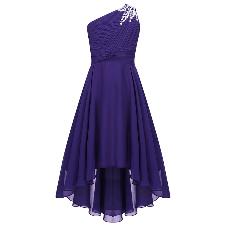 blue dress for baby girl Kara Asymmetrical Mini Dress in Purple main image 1