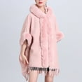 thumbnail image 2 of Aoochasliy Winter Scarfs Christmas Clothes Women's Trendy Loose Plaid Velvet Thickened Wool Collar Knitted Shawl Cloak Woolen Shawl Coat, 2 of 5