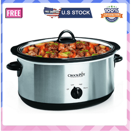 Crock-Pot 7 Quart Manual Slow Cooker, Stainless Steel, For Large Families