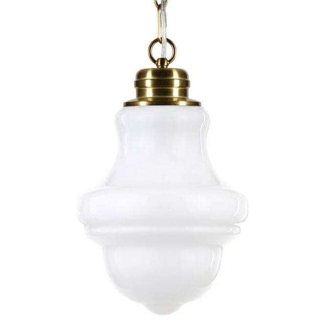 Hudson & Canal PD0502 Pendentif en Laiton & Verre de Lait Blanc