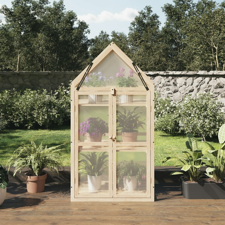 Home-Complete Wood Cold Frame Greenhouse with Adjustable Shelves Home-Complete Wood Cold Frame Greenhouse with Adjustable Shelves
