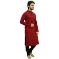 thumbnail image 3 of Atasi Men's Maroon Kurta Pyjama Set Long Cotton Tunic Shirt Ethnic Wear-XX-Large, 3 of 7