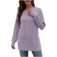 thumbnail image 5 of miqiqism Deals！Fall Shirt for Women Crewneck Pullover Tops Loose Tunic Blouses Sweaters Long Sleeve Basic Tees with Leggings,Purple,XX-Large, 5 of 5