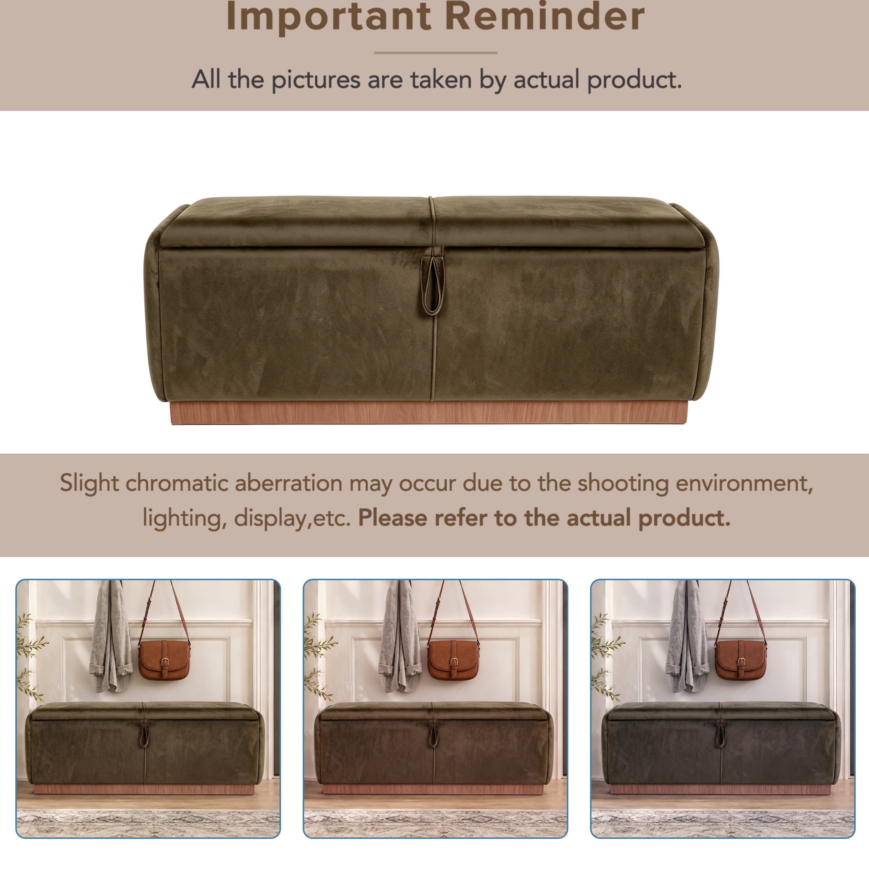 Euroco 47.2" Storage Ottoman Bench,Upholstered Footrest Entryway Bench, End of Bed Bench for Living Room Bedroom,Brown
