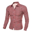 thumbnail image 2 of Mens Long Sleeve Button Down Shirts Plaid Slim Fit Top Blouse Fashion Work Shirts For Men Red XL, 2 of 4